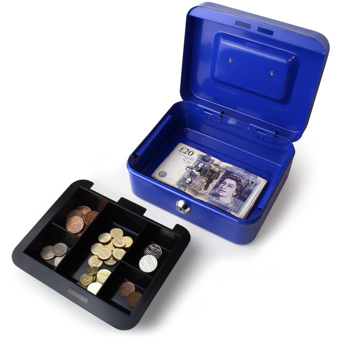 iGadgitz Home Petty Cash Box with Keys and Coin Tray, Petty Cash Tin, Money Tin