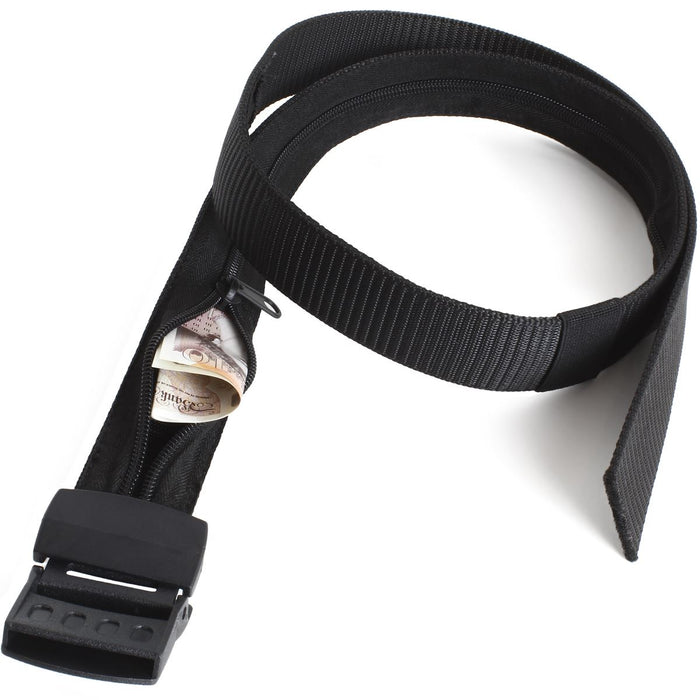 Security Money Belt Hidden Cash Belt Anti-theft - Nylon & Plastic - Black