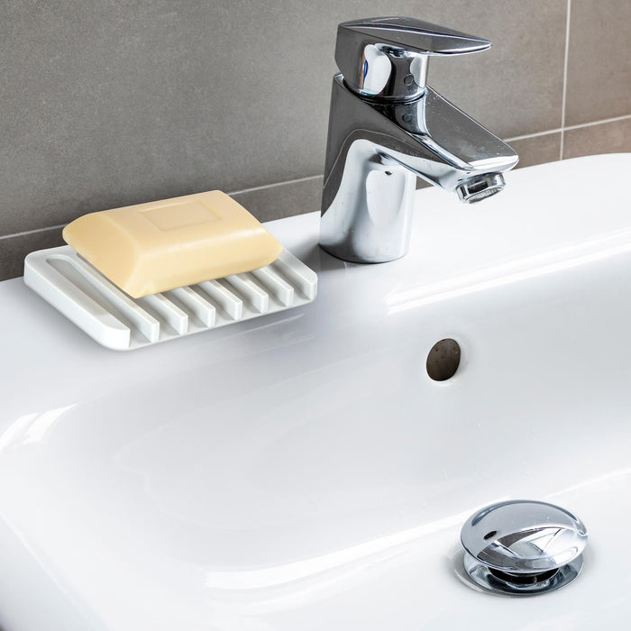 STOBAZA 2pcs Soap Drainer Soap Tray Anti- Soap Holder Bathroom Soap Plate  Soap Organizer Rubber Soap Drain Spout Soap Holder Soap Dish for Shower  Self