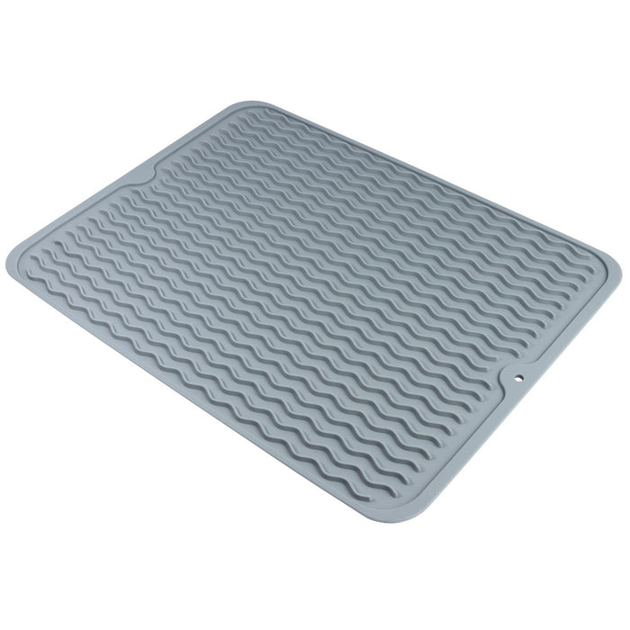 Silicone Dish Drying Mat – 23” x 18” Extra Large Dish Draining Mat Rubber  Counter Drying Drainer Grey Mat by Kindga