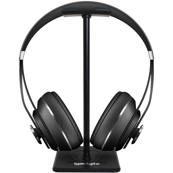 iGadgitz U6978 - Universal Headphone Stand Aluminium Alloy Headphone Holder Stand - Home, Office, Games Rooms, Bedroom & Studio - Black