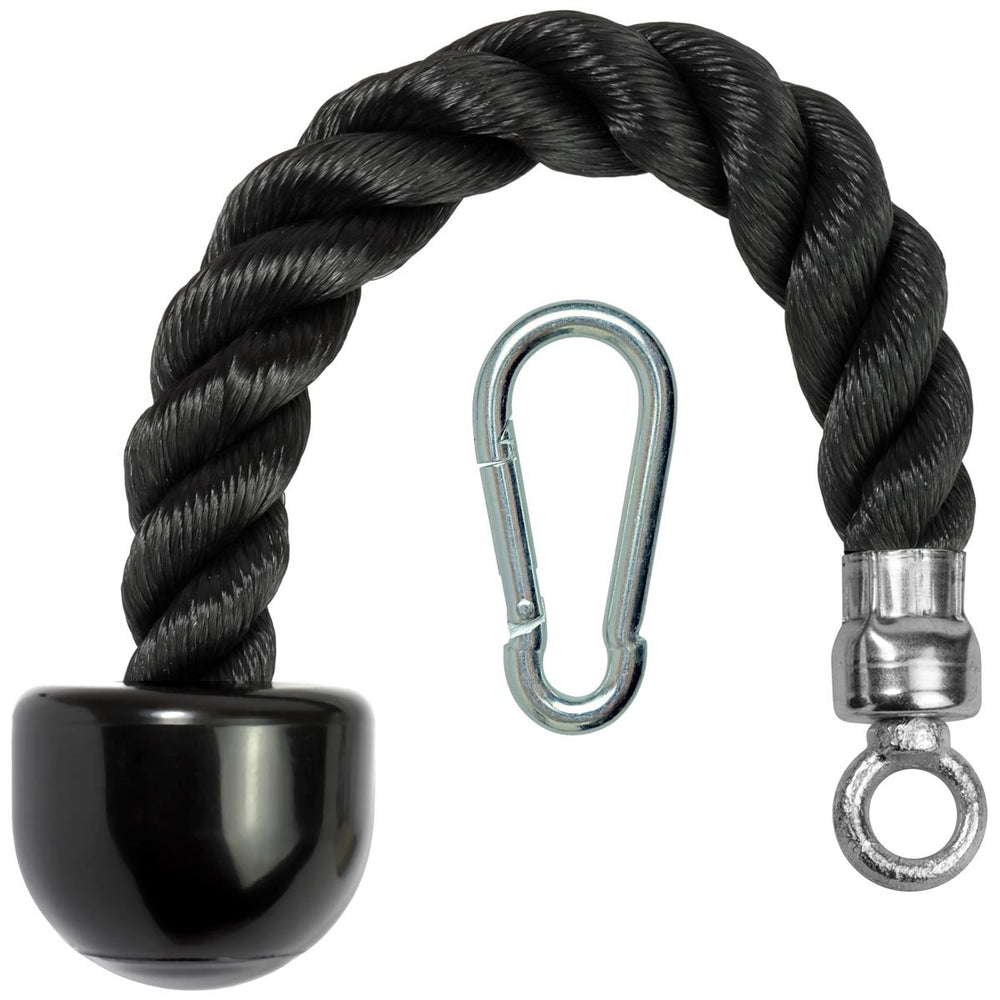CampTeck U7223 Single Tricep Rope, One Hand Tricep Rope Cable Attachment with Carabiner - Black