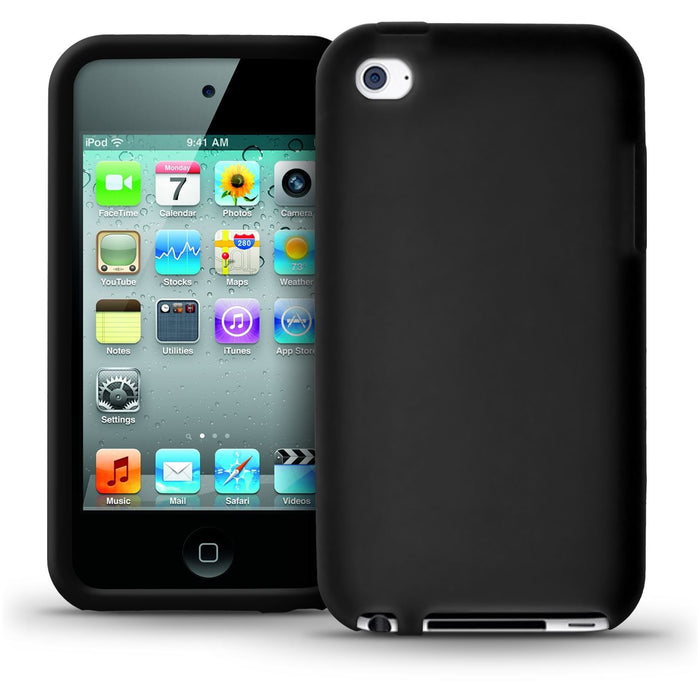 iGadgitz Black Silicone Skin Case Cover for Apple iPod Touch 4th Generation 8gb, 32gb, 64gb + Screen Protector