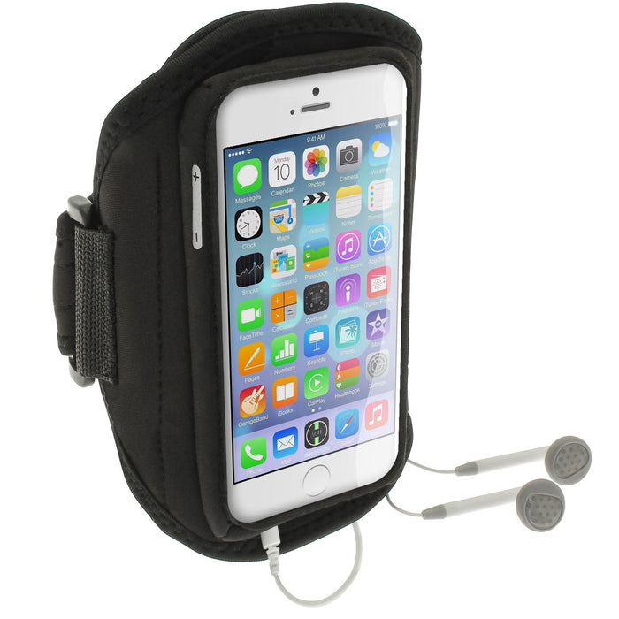 iGadgitz Water Resistant Black Sports Jogging Gym Armband for Apple iPhone 6 & 6S 4.7"