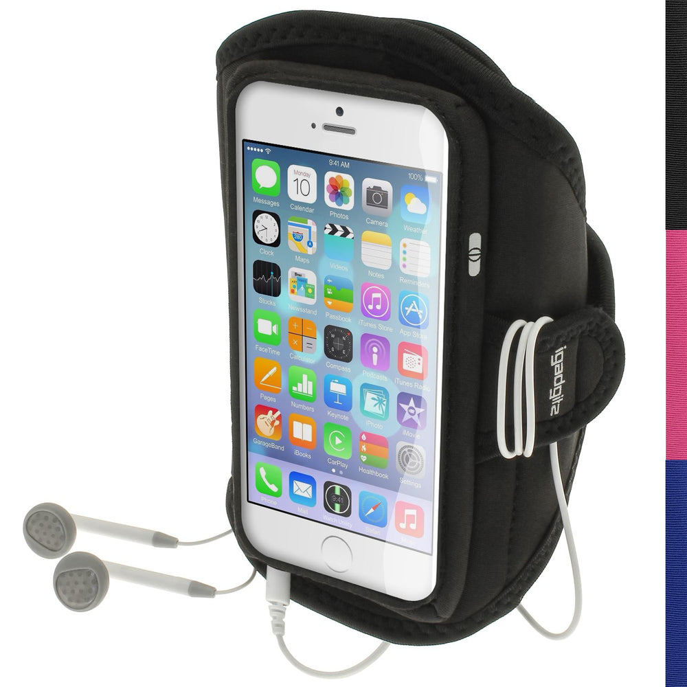 iGadgitz Water Resistant Black Sports Jogging Gym Armband for Apple iPhone 6 & 6S 4.7"