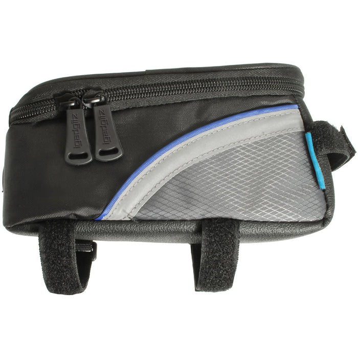 iGadgitz Reflective Water Resistant Front Top Tube Pannier Bike Frame Storage Bag with Phone, iPod, MP3, GPS Holder